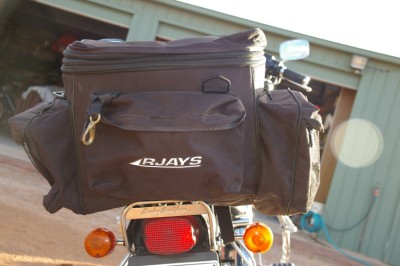 Rjays Expander Bag on a HD Wideglide
